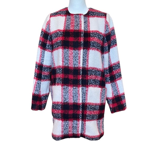Abercrombie & Fitch Coat Women’s XS Red Plaid Wool Blend Preppy Winter - Picture 3 of 11